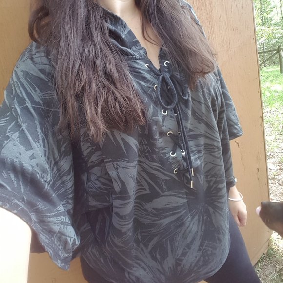 Victoria's Secret Poncho Lace up Hoodie Cover - Picture 2 of 7